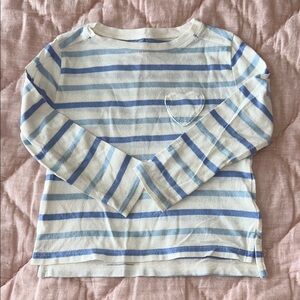 Crewcuts Striped Blue & White Toddler XXS (2-3T) Long Sleeve Shirt Heart Pocket